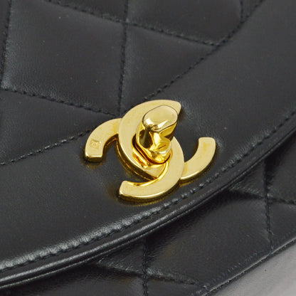 Chanel 1994-1996 Black Lambskin Small Diana Shoulder Bag