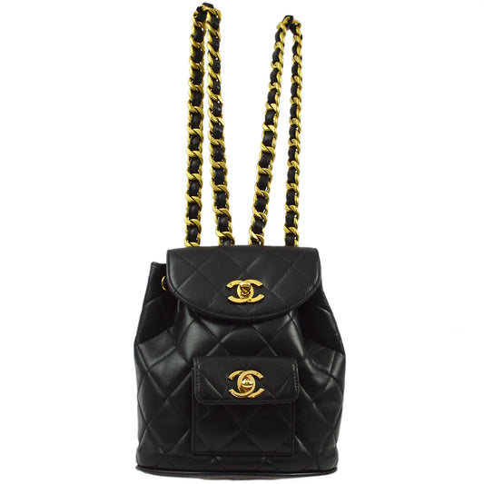 Chanel Black Lambskin Duma Backpack Small