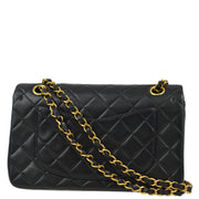 Chanel Black Lambskin Small Classic Double Flap Shoulder Bag