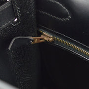 Hermes 1999 Black Box Calf Kelly 32 Sellier 2way Shoulder Handbag