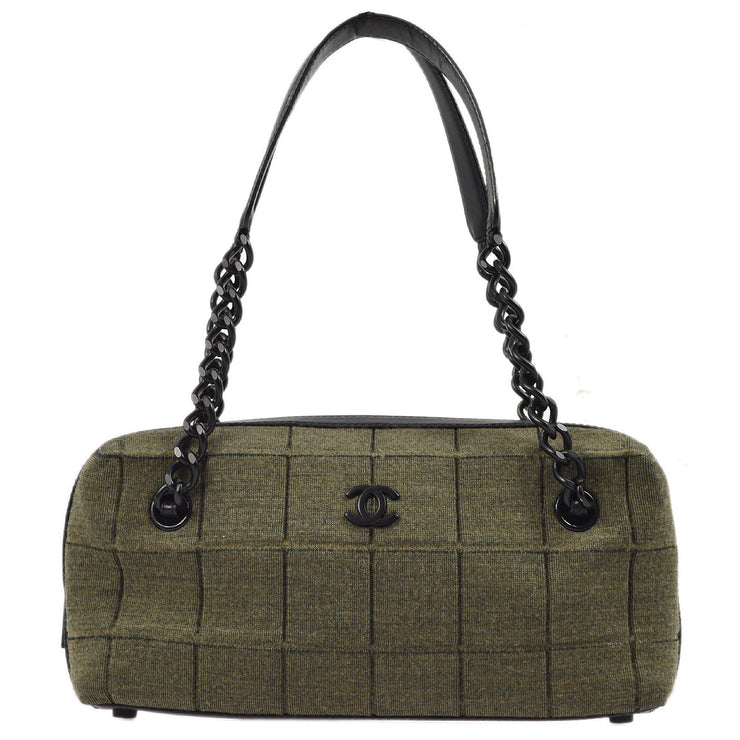 Chanel Brown Cotton Lambskin Choco Bar Handbag
