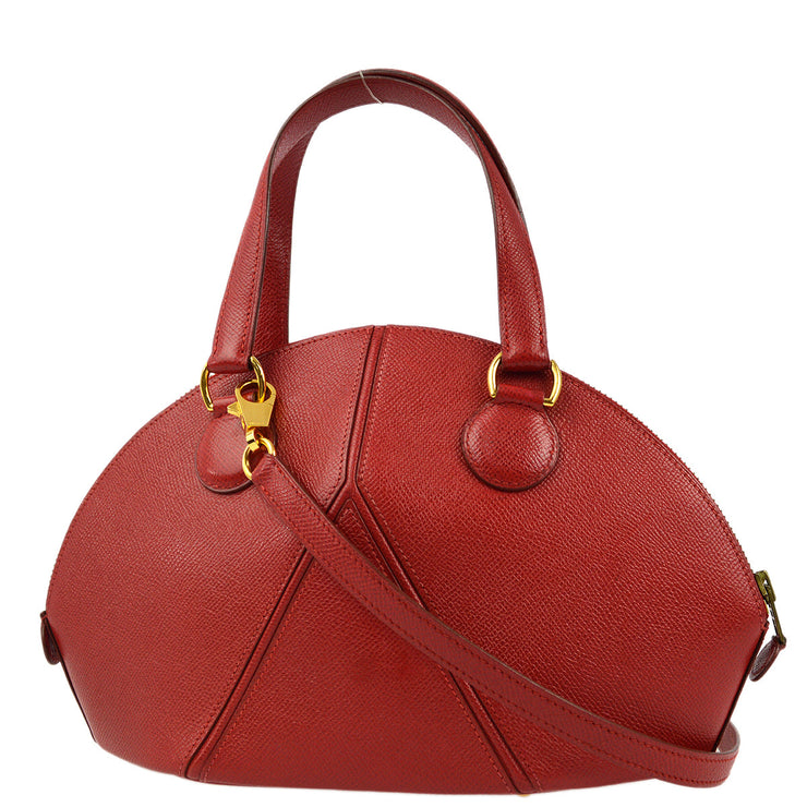 Hermes 1992 Red Courchevel Ile de Veau 2way Shoulder Handbag