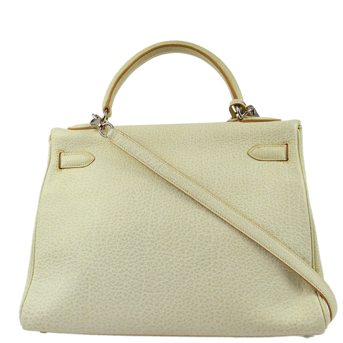 Hermes 2001 Ivory Buffalo Kelly 32 Retourne 2way Shoulder Handbag