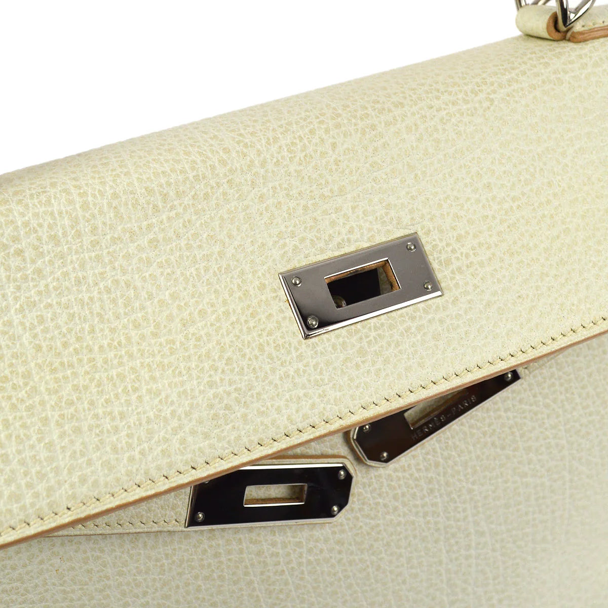 Hermes 2001 Ivory Buffalo Kelly 32 Retourne 2way Shoulder Handbag