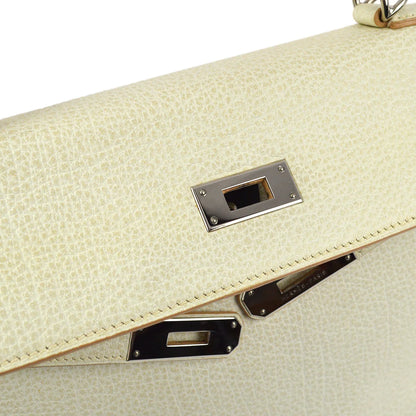 Hermes 2001 Ivory Buffalo Kelly 32 Retourne 2way Shoulder Handbag