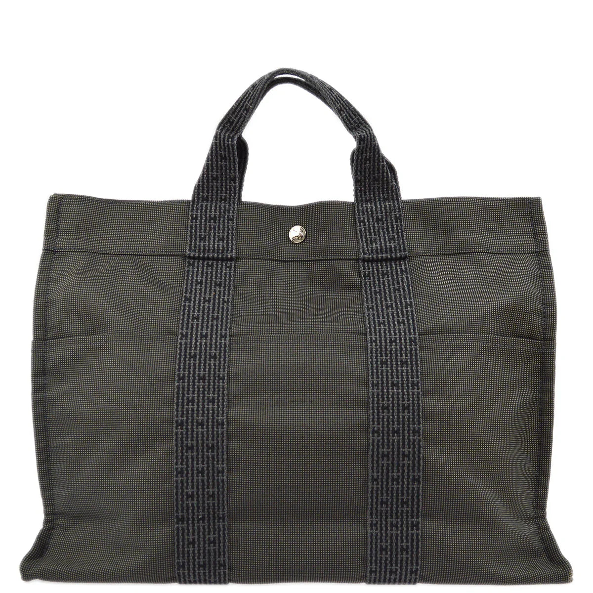 Hermes Gray Canvas Herline Tote MM Bag