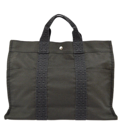 Hermes Gray Canvas Herline Tote MM Bag