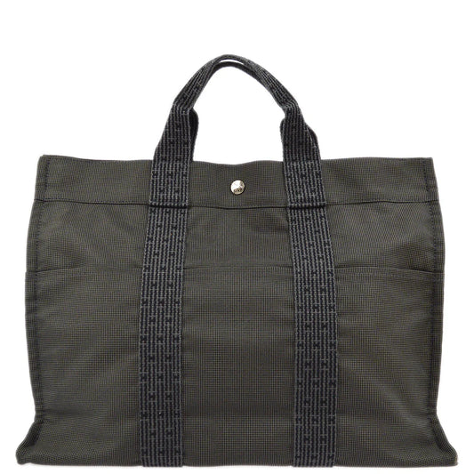 Hermes Gray Canvas Herline Tote MM Bag