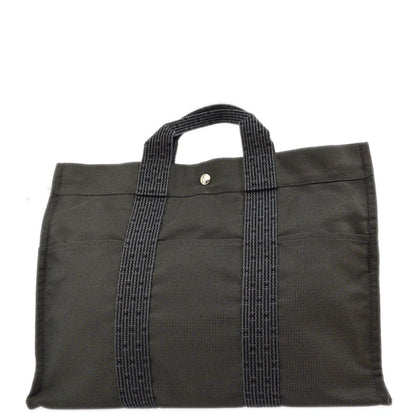 Hermes Gray Canvas Herline Tote MM Bag