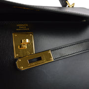 Hermes 2008 Black Box Calf Kelly 32 Sellier 2way Shoulder Handbag