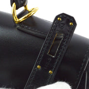 Hermes 2008 Black Box Calf Kelly 32 Sellier 2way Shoulder Handbag