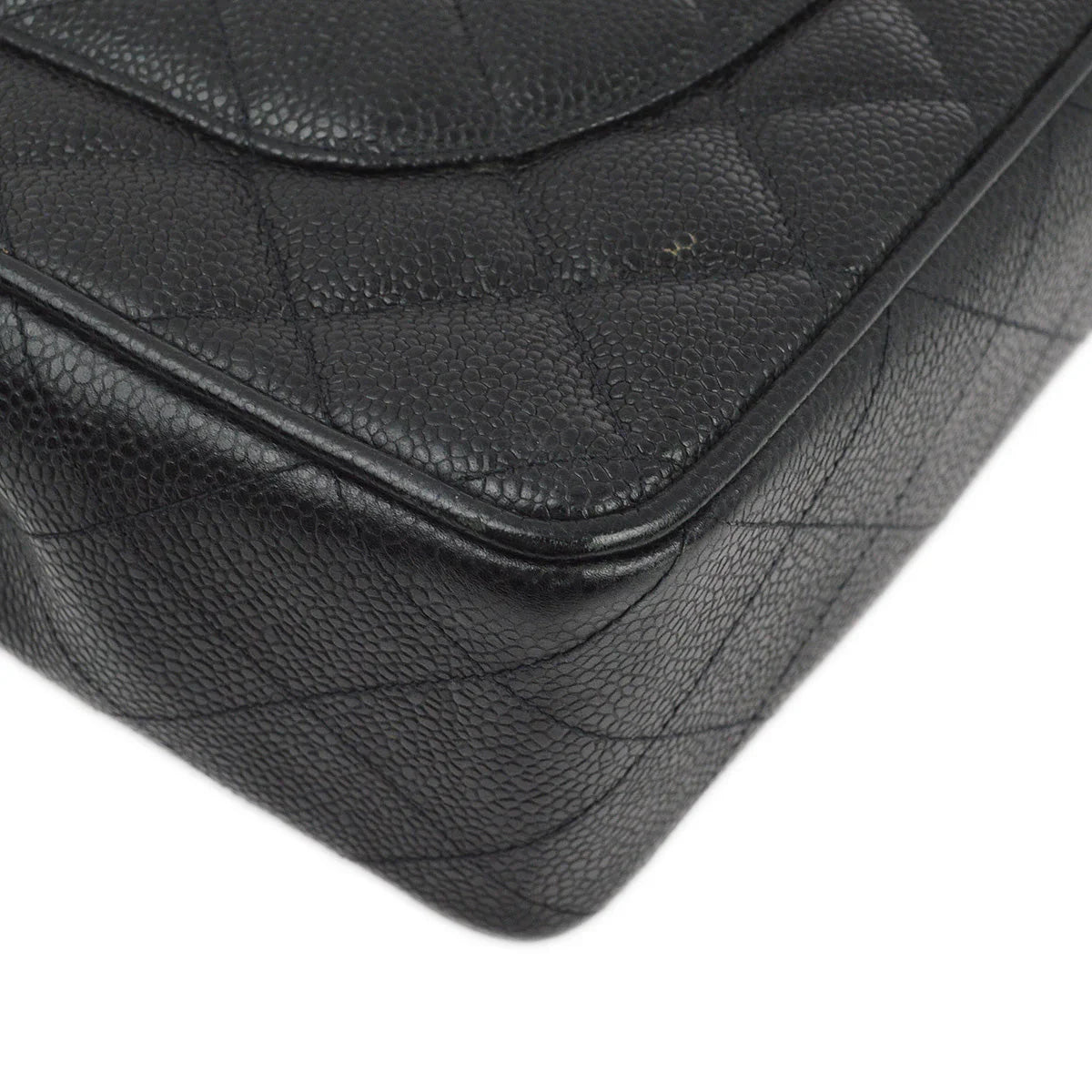 Chanel 1994-1996 Black Caviar Jumbo Classic Flap Shoulder Bag