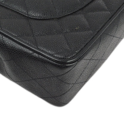 Chanel 1994-1996 Black Caviar Jumbo Classic Flap Shoulder Bag