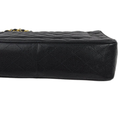 Chanel 1994-1996 Black Caviar Jumbo Classic Flap Shoulder Bag
