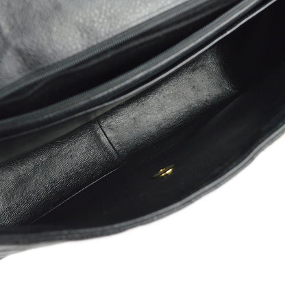 Chanel 1994-1996 Black Caviar Jumbo Classic Flap Shoulder Bag