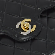 Chanel Black Lambskin Paris Medium Classic Double Flap Shoulder Bag