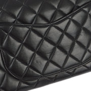 Chanel Black Lambskin Paris Medium Classic Double Flap Shoulder Bag