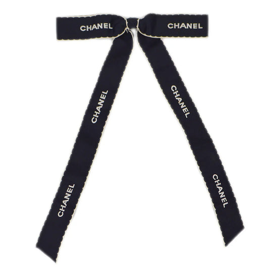 Chanel Bow Brooch Pin Navy