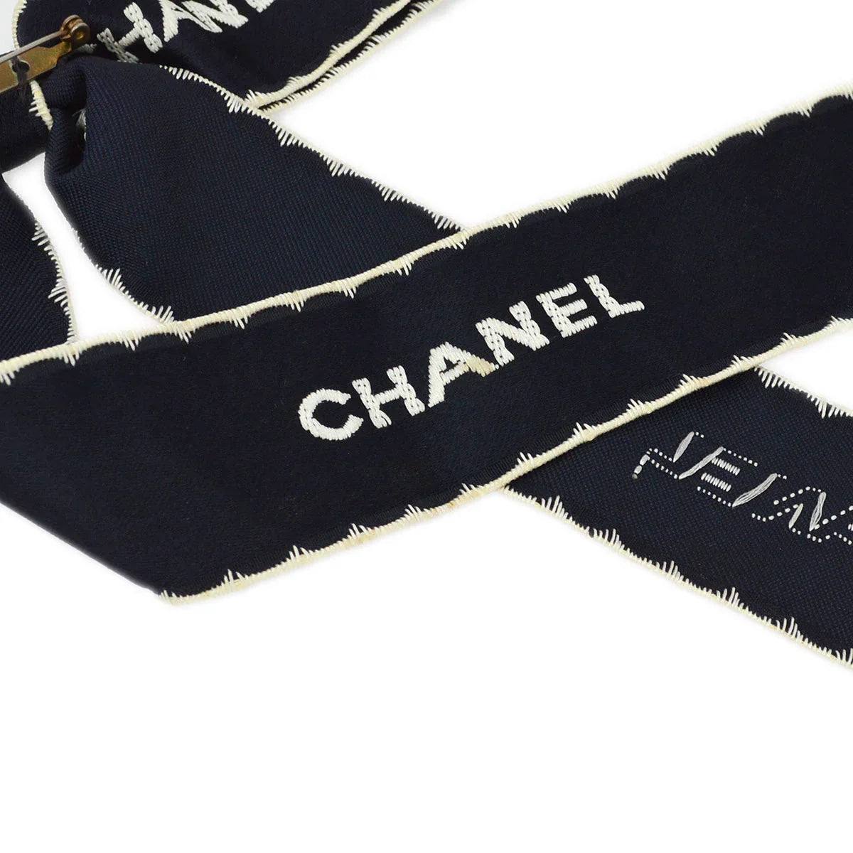 Chanel Bow Brooch Pin Navy