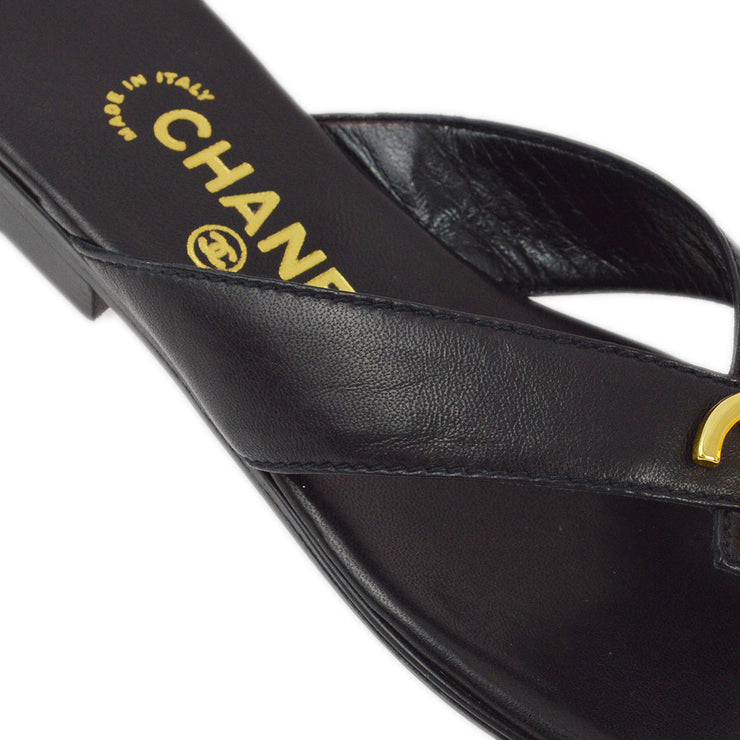 Chanel Black Turnlock Shoes Sandals #36