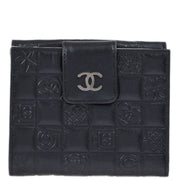 Chanel Black Lambskin Icon Bifold Wallet Purse