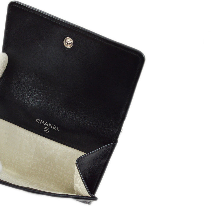Chanel Black Lambskin Icon Bifold Wallet Purse