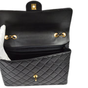 Chanel Black Lambskin Jumbo Classic Flap Shoulder Bag