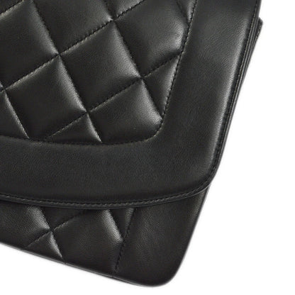Chanel 1991-1994 Black Lambskin Medium Diana Shoulder Bag