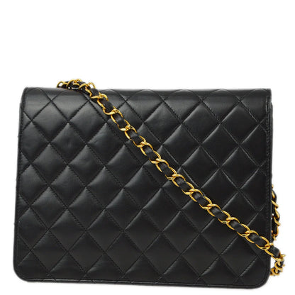 Chanel 2005-2006 Black Lambskin Turnlock Small Half Flap Shoulder Bag