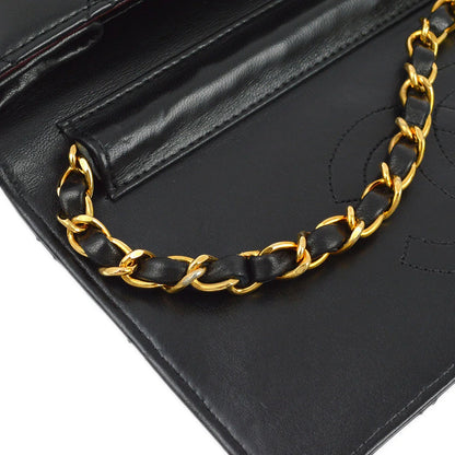 Chanel 2005-2006 Black Lambskin Turnlock Small Half Flap Shoulder Bag