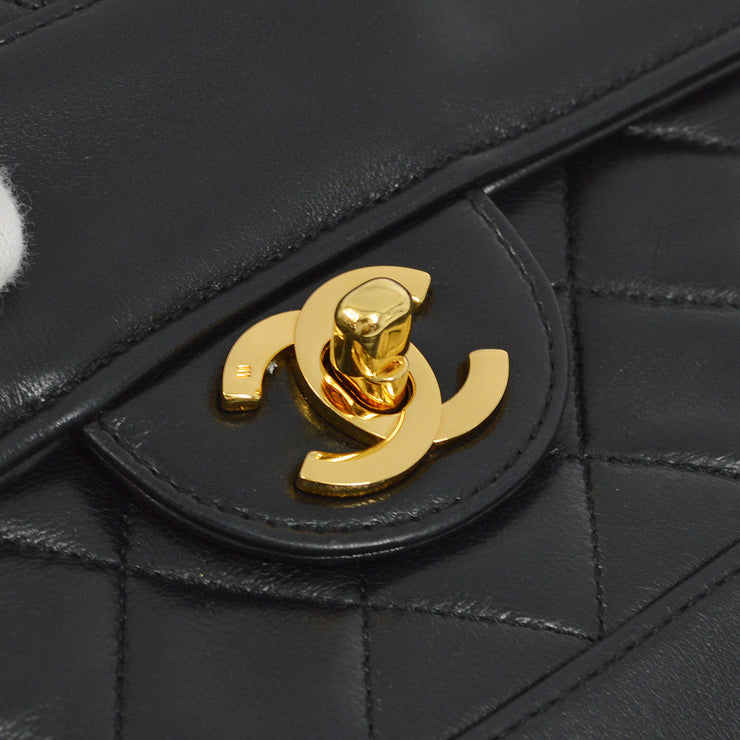 Chanel Black Lambskin Small Single Flap Shoulder Bag