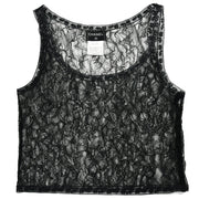 Chanel Sleeveless Lace Tops Black 00T #36