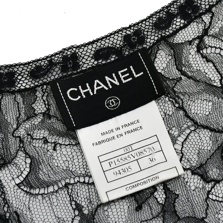 Chanel Sleeveless Lace Tops Black 00T #36