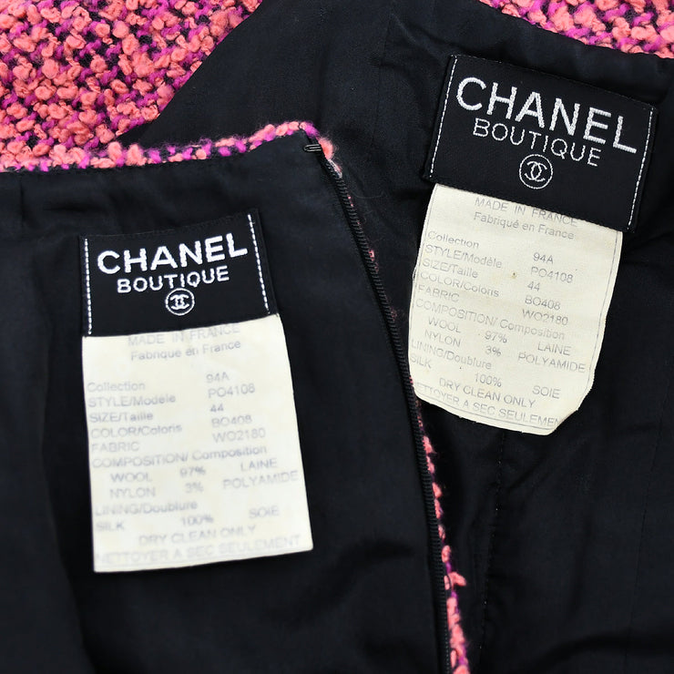 Chanel Setup Suit Jacket Skirt Pink 94A #44