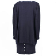 Chanel Setup Suit Jacket Skirt Navy 96P #40