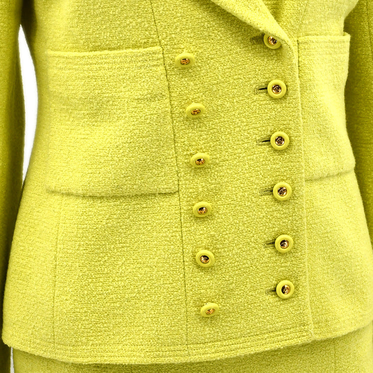 Chanel Setup Suit Jacket Skirt Yellow 96C #38