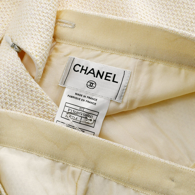 Chanel Setup Suit Jacket Skirt Ivory 00T #38