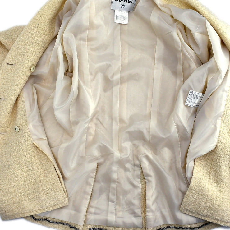 Chanel Setup Suit Jacket Skirt Ivory 98A #44