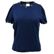 Chanel T-shirt Tops Navy 96C #42