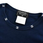 Chanel T-shirt Tops Navy 96C #42