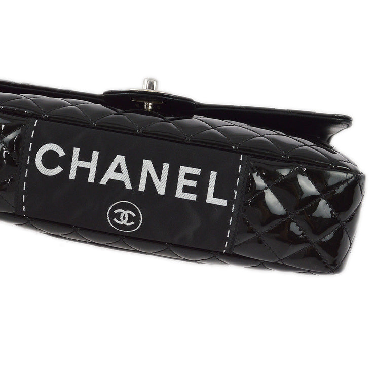 Chanel Black Patent Leather Medium Single Flap Shoulder Bag