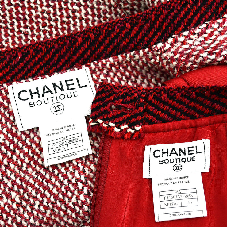 Chanel Setup Suit Jacket Skirt Red 98A #36