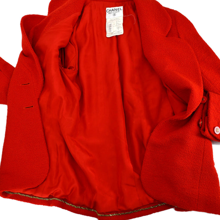 Chanel Single Breasted Jacket Red 94A #40