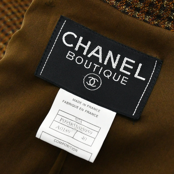 Chanel Double Breasted Jacket Brown 97A #40