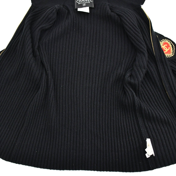 Chanel Zip Up Emblem Sweater Black 96A #44