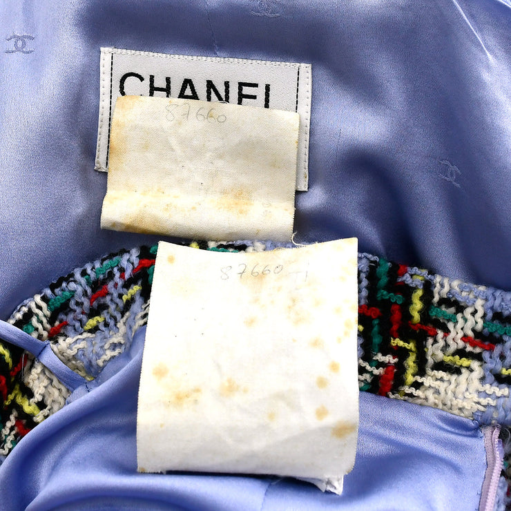 Chanel Setup Suit Jacket Skirt Light Blue 95P #40