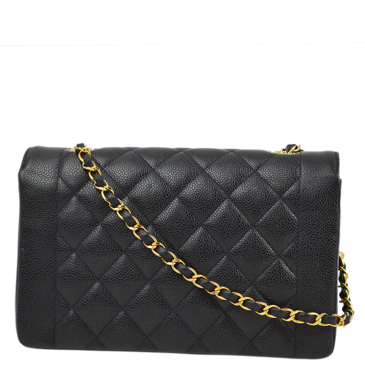 Chanel 1994-1996 Black Caviar Medium Diana Shoulder Bag