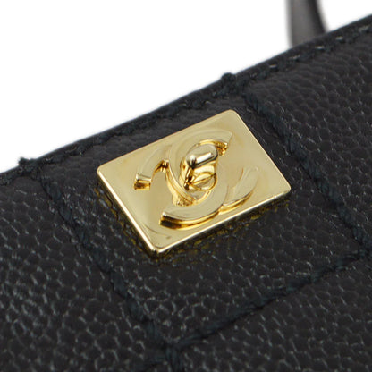 Chanel 2001-2003 Black Caviar Wild Stitch Choco Bar Chain Handbag