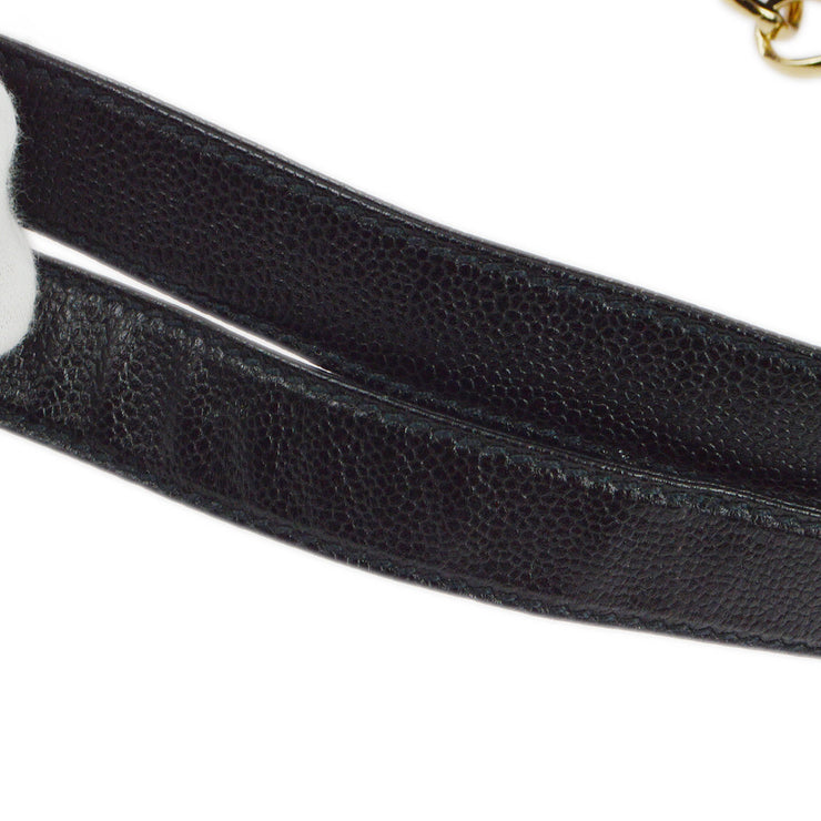 Chanel Black Caviar Wild Stitch Choco Bar Chain Handbag
