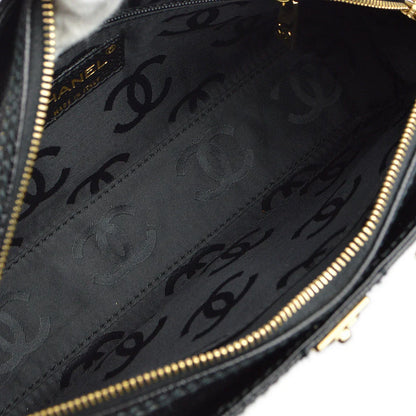 Chanel 2001-2003 Black Caviar Wild Stitch Choco Bar Chain Handbag